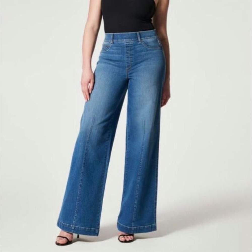 SPANX Seamed Front Wide Leg Vintage Indigo Jeans